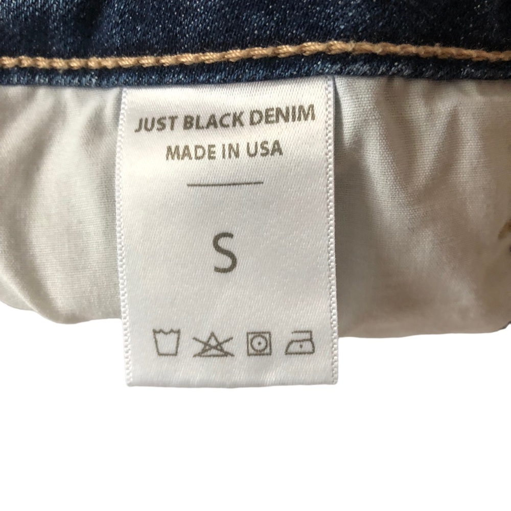 Just Black Denim Stretch Button Fly Raw Hem Mini Skirt - Picture 10 of 13